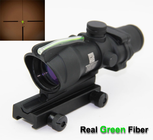 4x32 ACOG Style Optical Tactical Scope W/ Green Fiber Crosshair